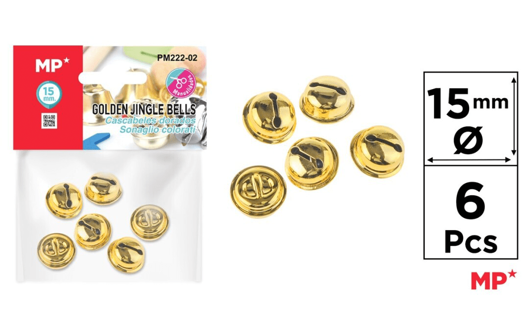 Set De Cascabel 15mm X 6Uds Color Oro1