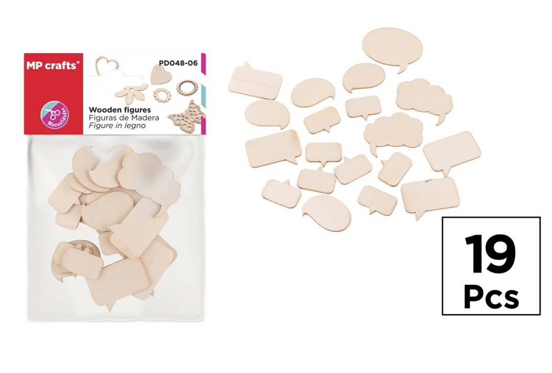Set De Figuras De Madera Diseño Nubes/Pensamientos X 19Uds Marca MP Crafts Color Beige (MP)1