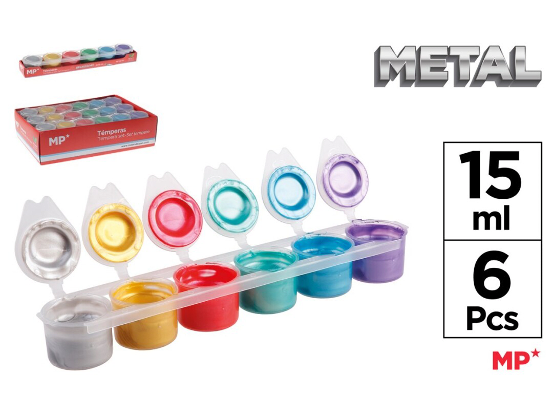 Set De Tempera 6 Colores Metalizados x 15Ml Color Variado1