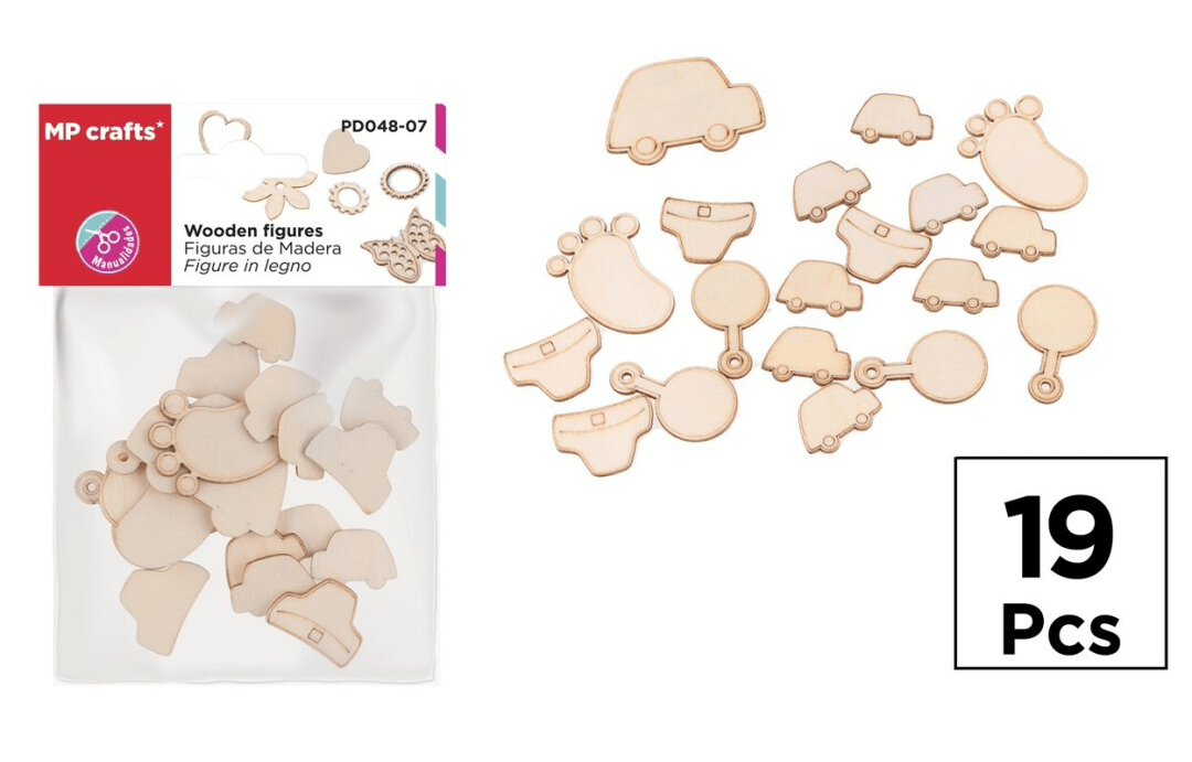 Set De Figuras De Madera Diseño Bebe  X 19Uds Marca MP Crafts Color Beige (MP)1