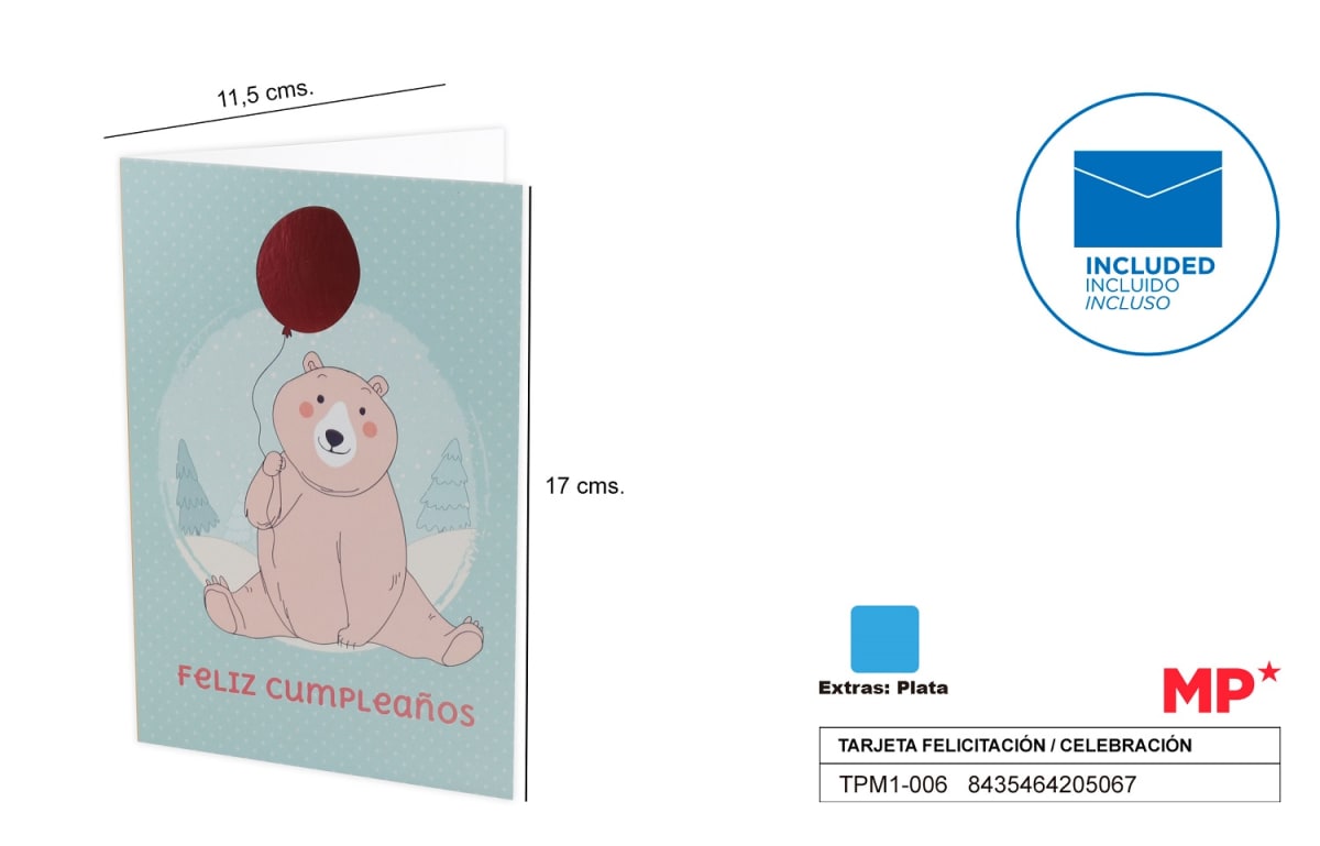 Tarjeta Felicitación / Celebración 11.5 X 17 cm (MP)12