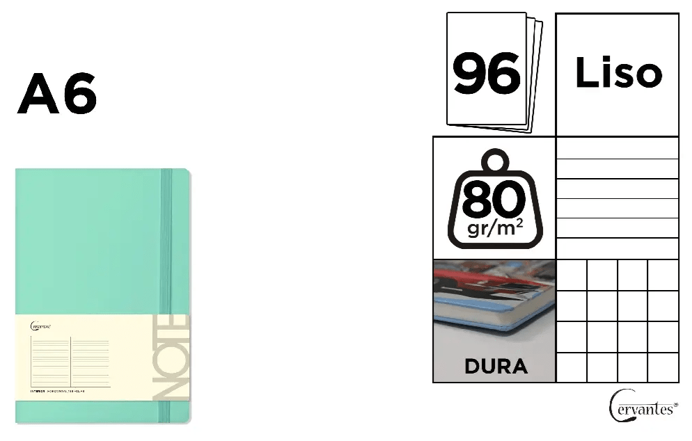 CUADERNO DE NOTAS Cervantes TAPA FORRADA TURQUESA A6
