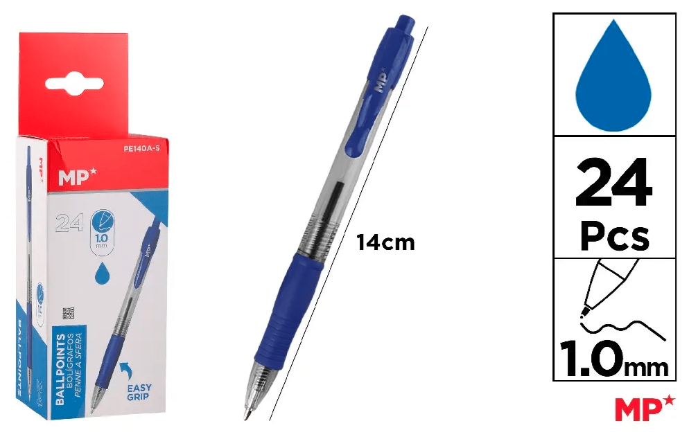 BOLÍGRAFOS Madrid Papel AZUL PUNTA 1.0 mm 24 Uds..