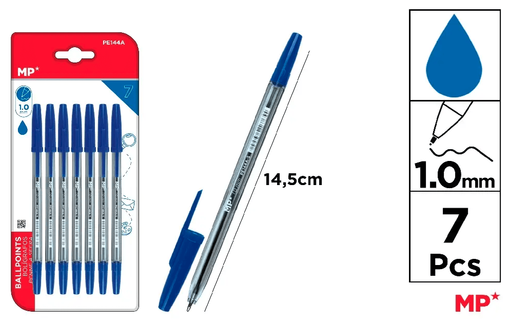 BOLÍGRAFOS Madrid Papel AZUL PUNTA 1.0 mm.