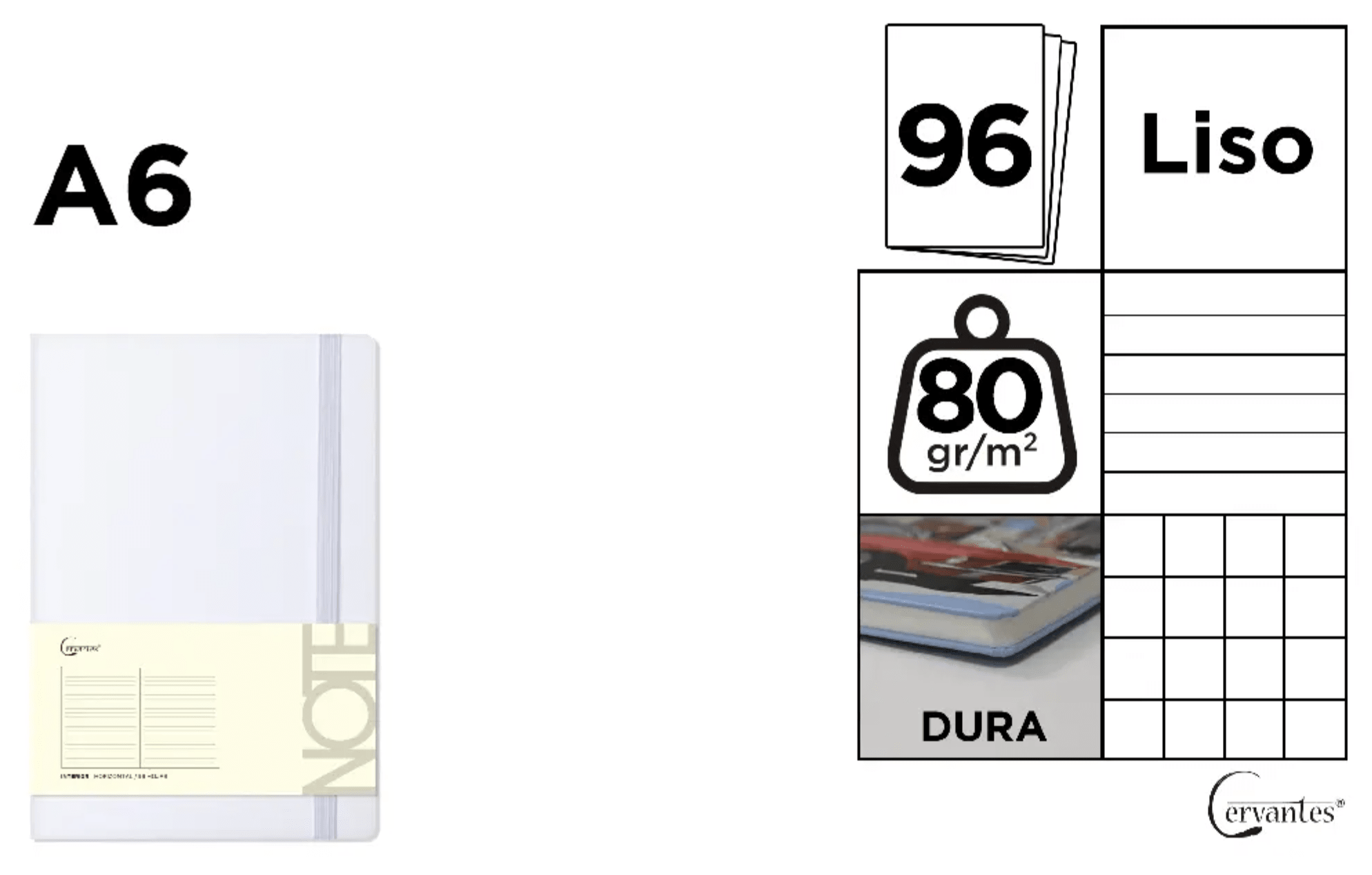 CUADERNO DE NOTAS Cervantes TAPA FORRADA BLANCO A6
