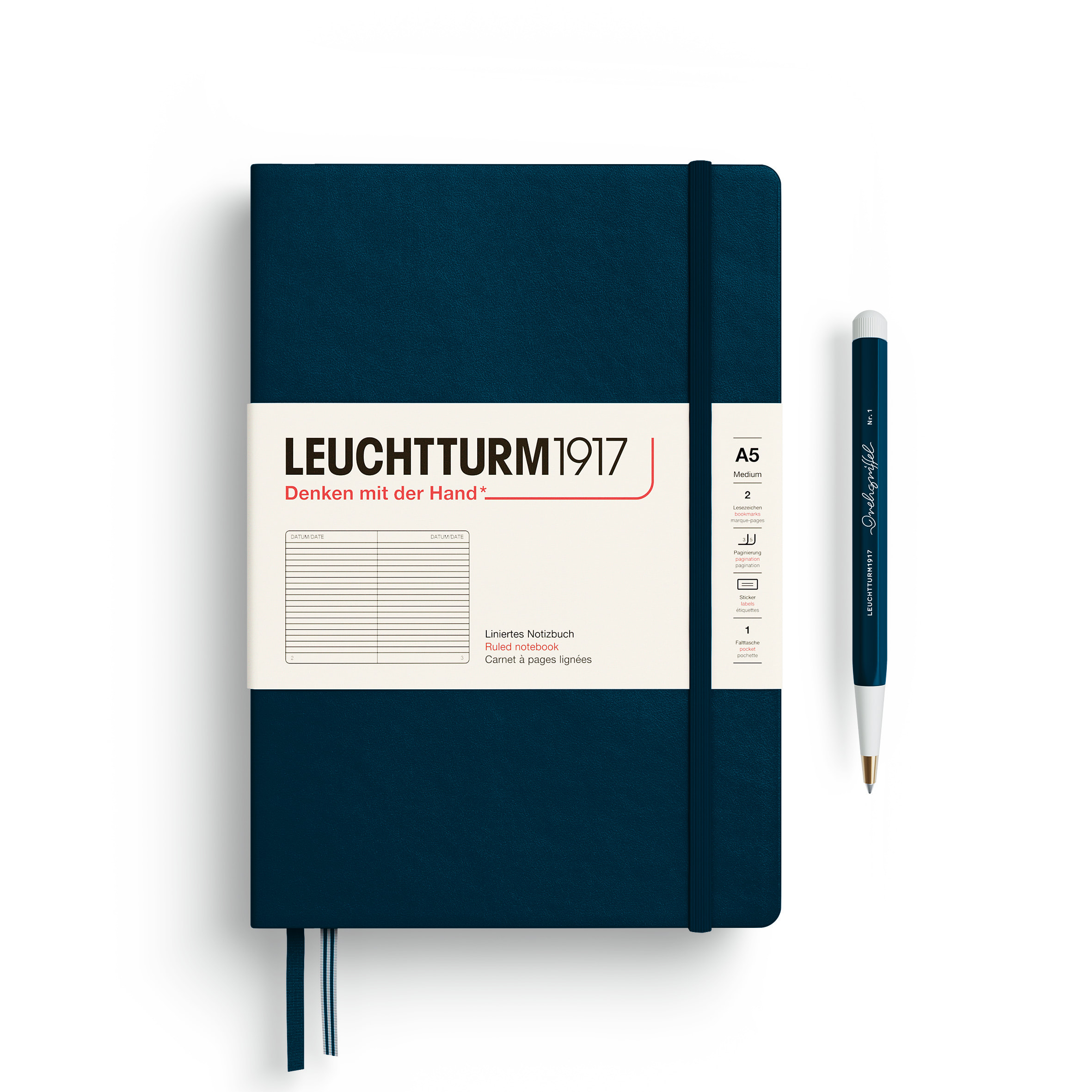 Libreta Leuchtturm1917 tapa dura A5 Li Deep Sea