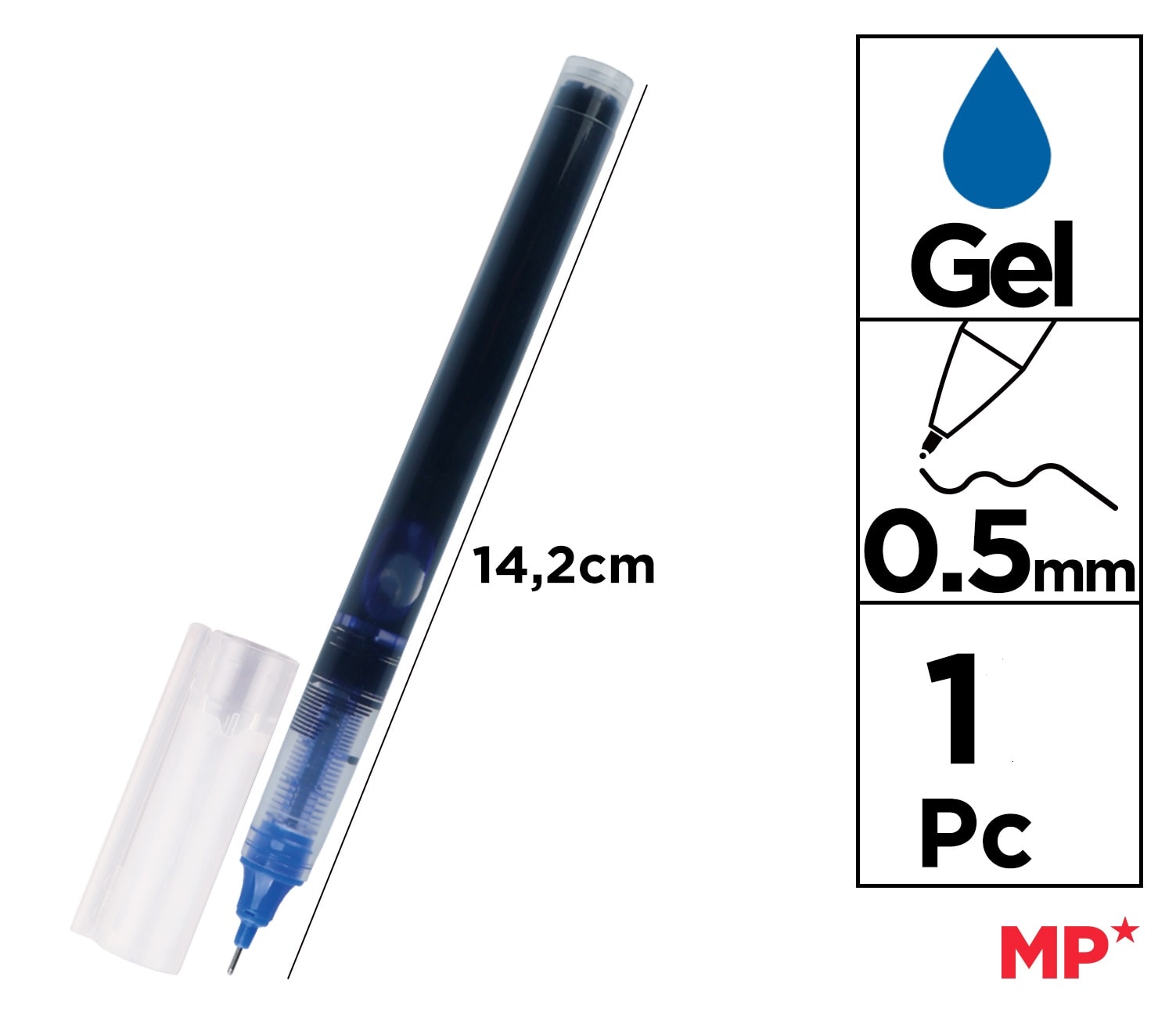 Bolígrafo Tinta Líquida Punta Aguja 0.5 Mm Azul