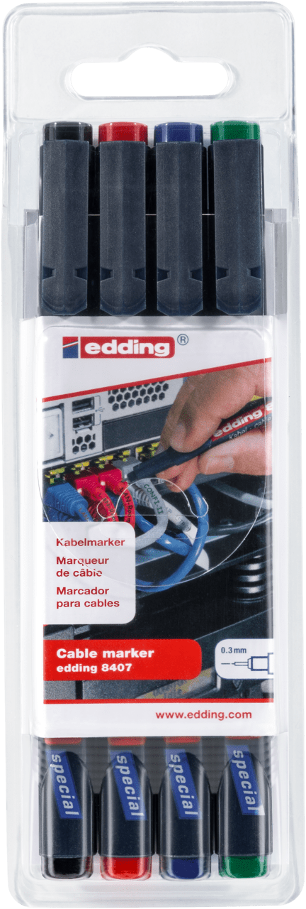 Set 4 marcadores para cables Edding e-8407 variado