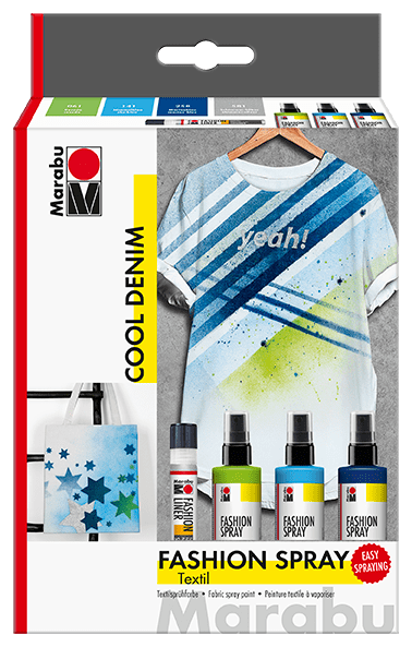 Marabu Fashion Spray - Cool Denim, Set 3u. x 100 ml, 1 x 25 ml