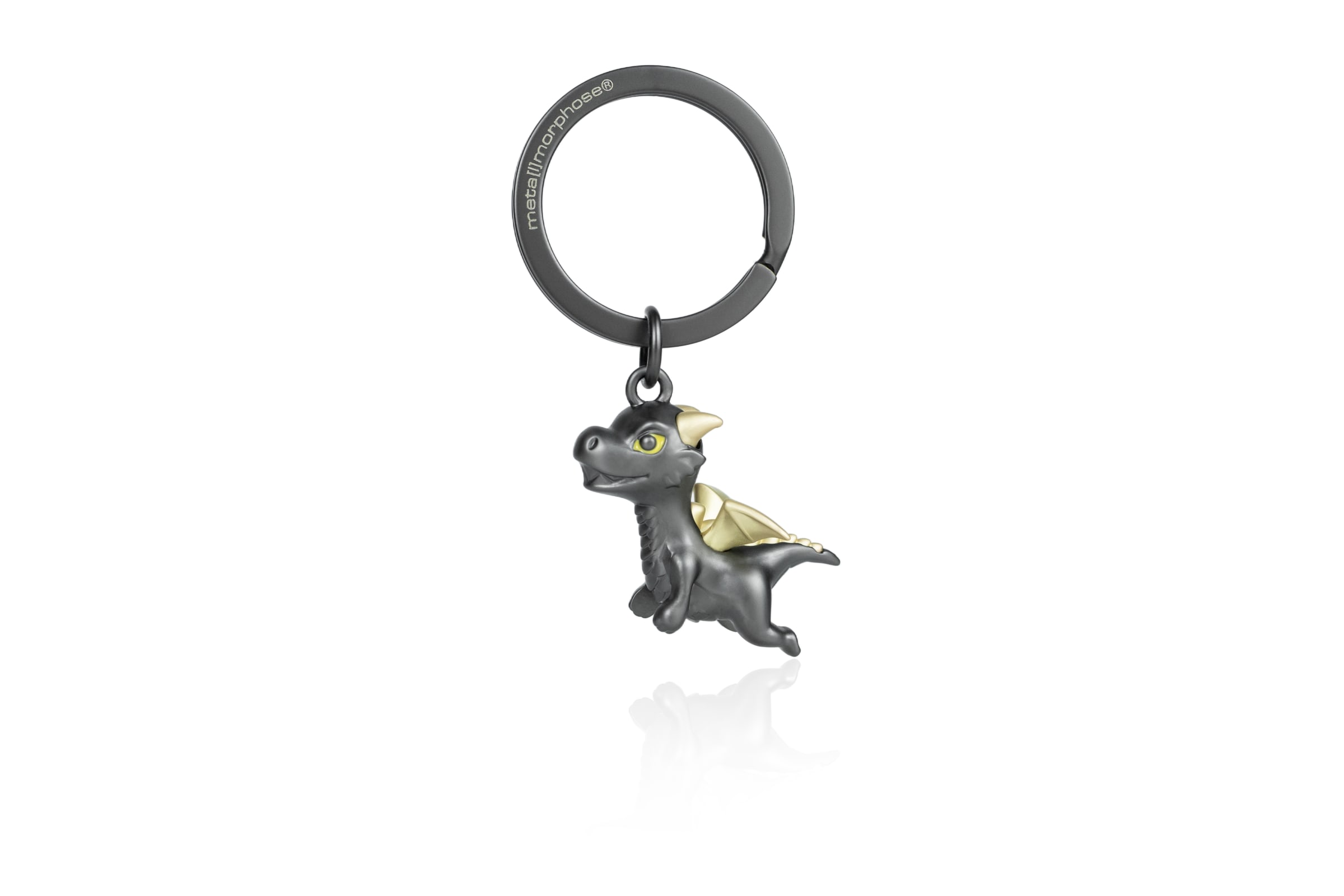 Llavero Metalmorphose Dragón Negro Alas Doradas