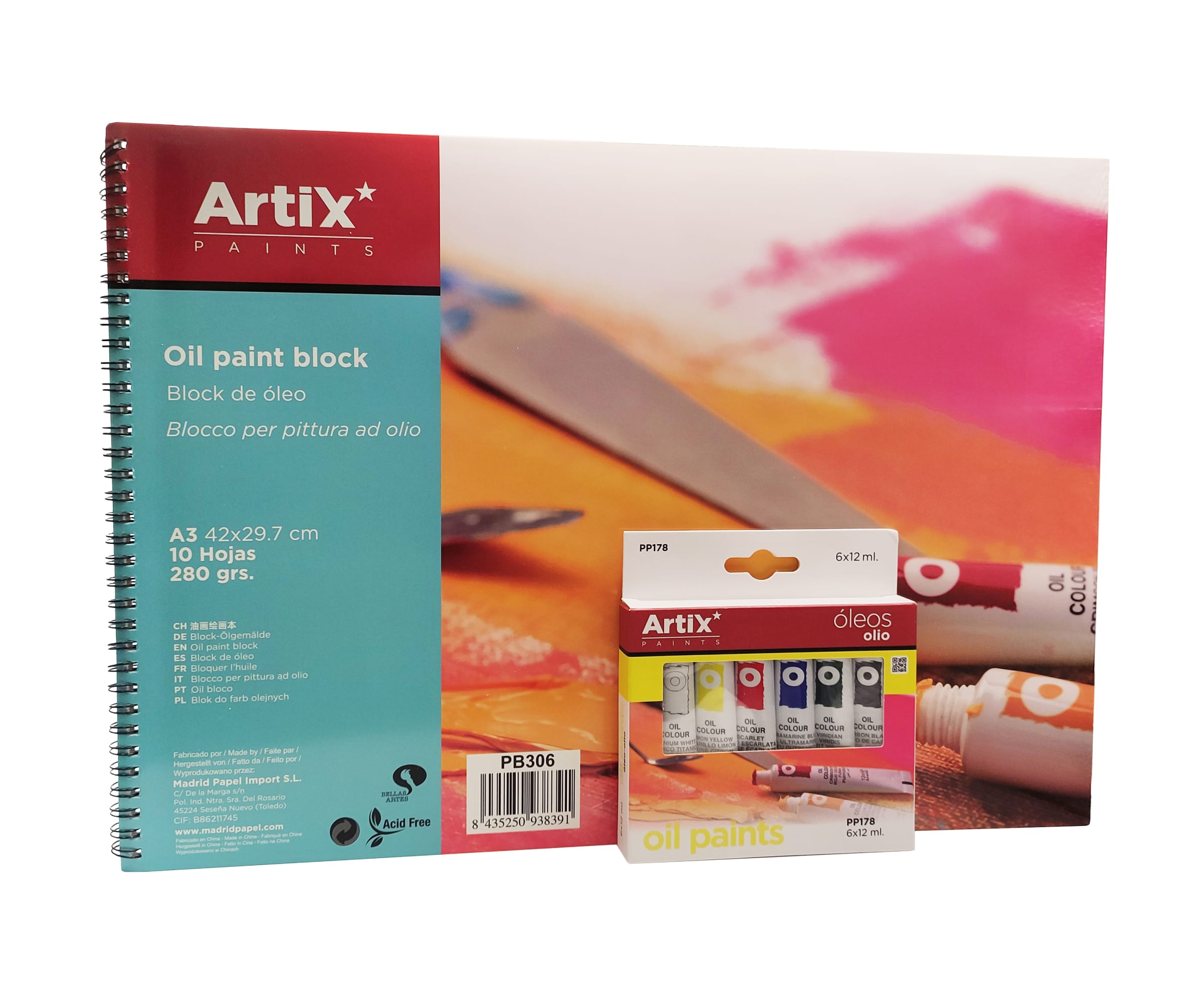 Set Block para Óleo + 6 colores de Óleo en tubo