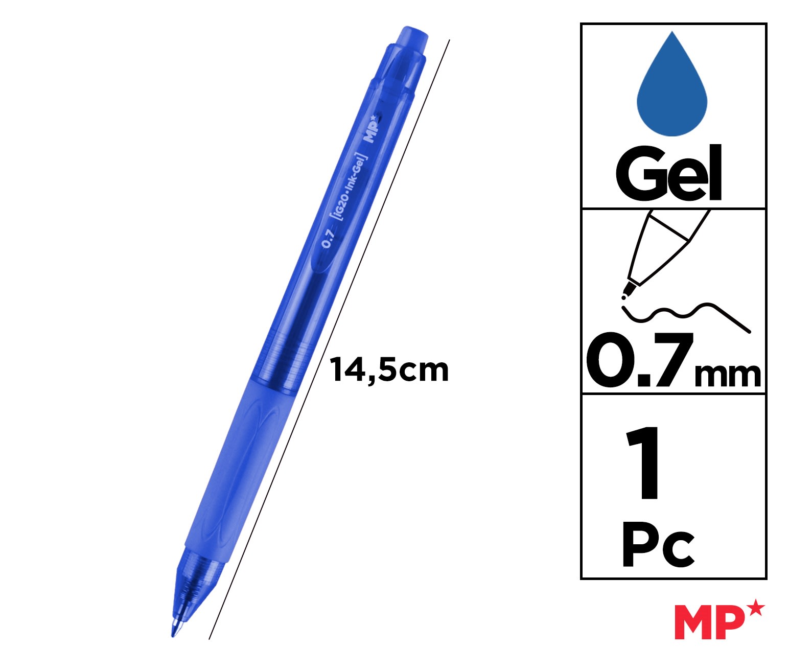 Boligrafo Retractil Tinta Gel Punta 0.7mm Color Azul