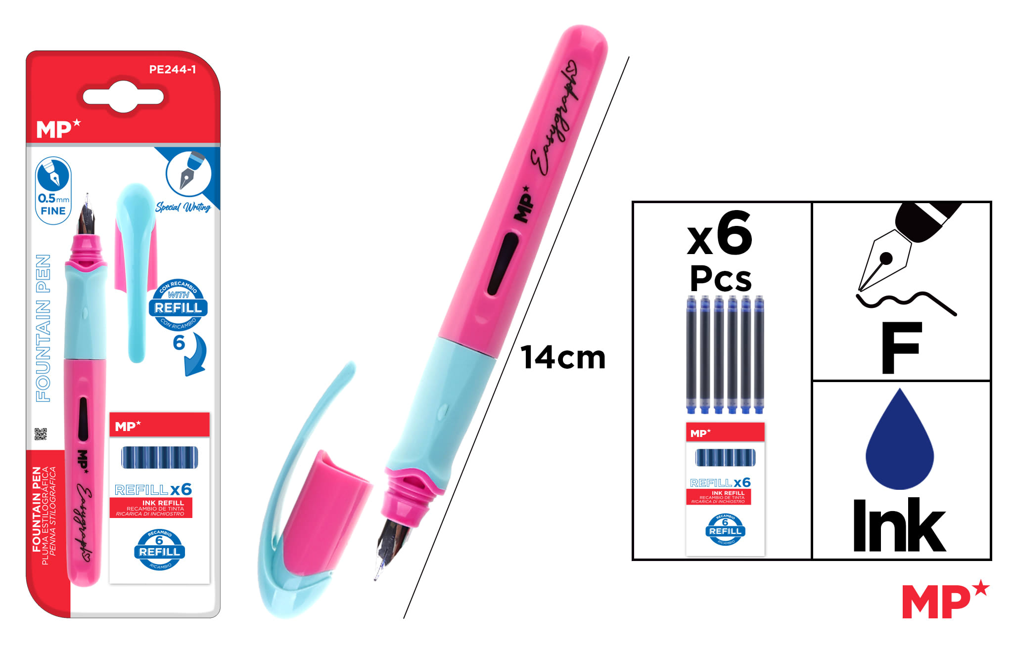 Pluma Tinta Líquida Madrid Papel Rosado