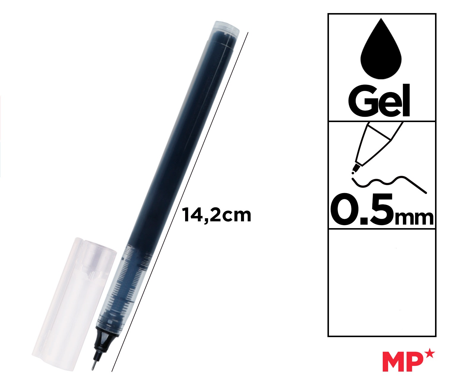 Bolígrafo Tinta Líquida Punta Aguja 0.5 mm (MP) Negro