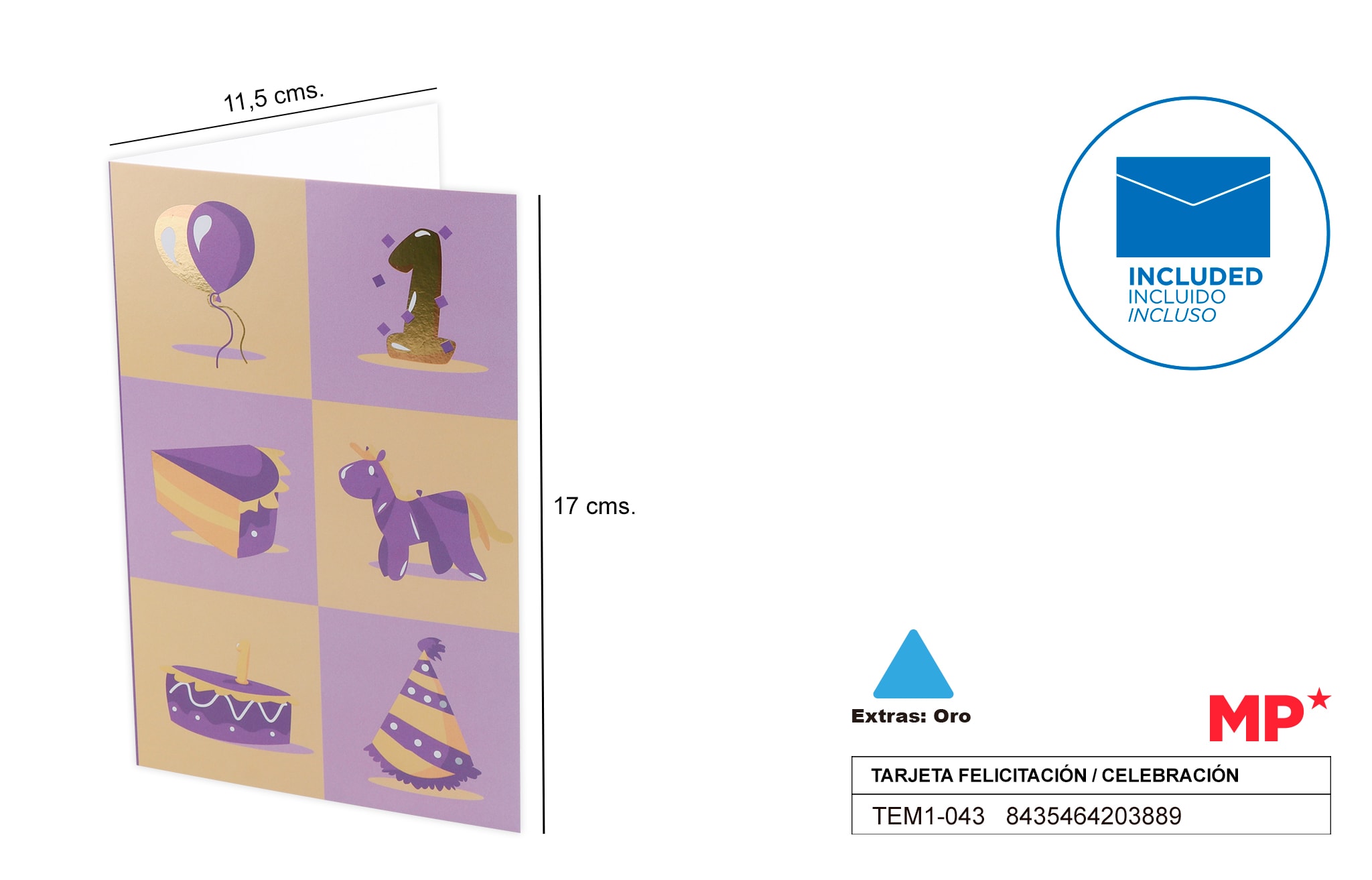 Tarjeta Felicitación / Celebración 11.5 X 17 cm (MP)