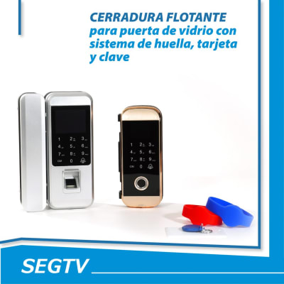 Cerradura para puertas de vidrio. Huella, clave, tarjeta