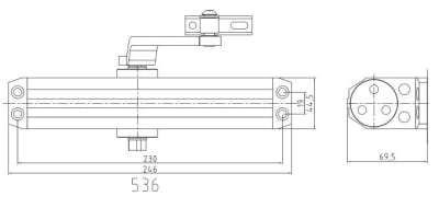 Cierra puerta hidráulico regulación de fuerza 65 A 150 KG DORTEC DT-536 Cierra puerta hidráulico regulación de fuerza 65 A 150 KG DORTEC DT-536