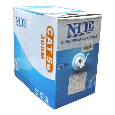 Cable UTP NHTD CAT 5 unifilar  24 AWG 100% cobre  interior color gris