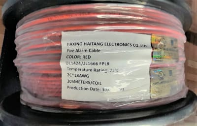 Cable incendio 2x18AWG 100% cobre.. Certificación RoHS. FPLR
