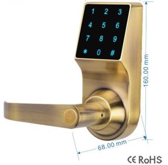 Cerradura hotel PIN+PROX, color dorada