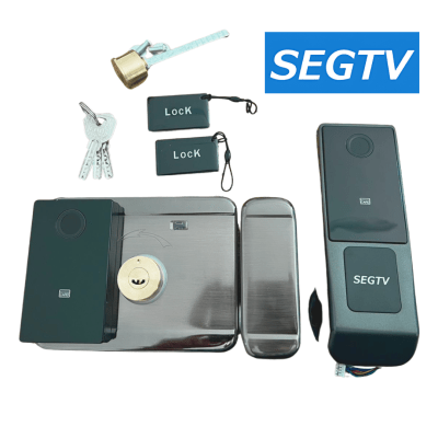 Kit cerradura eléctrica Tarjeta 13,56 Mhz, clave, huella, WIFI APP TUYA uso interior y exterior