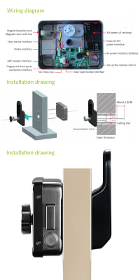 Kit cerradura eléctrica Tarjeta 13,56 Mhz, clave, huella, WIFI APP TUYA uso interior y exterior