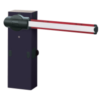 Barrera marca BFT, modelo Moovi 30 con pluma de 3M.