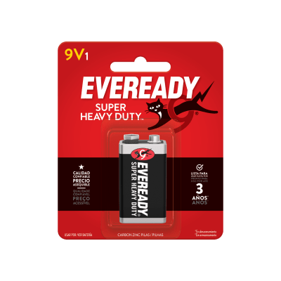 Batería 9VDC  marca EVEREADY Zinc carbón