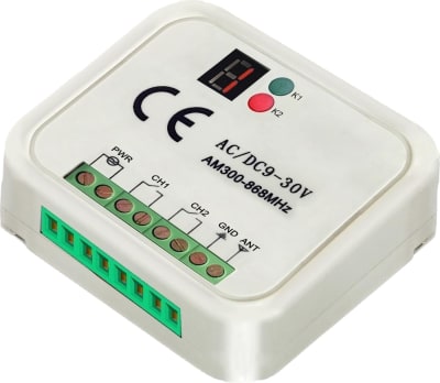 Receptor universal multifrecuencia de 2 canales 12 y 24 VDC