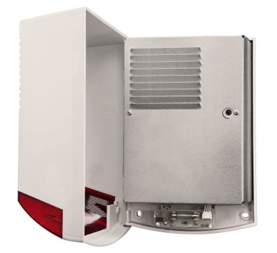 Sirena 120dB con sonido y luces intermitentes cableada. Incorpora cargador de batería.