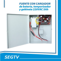 Fuente con cargador de batería, temporizador y gabinete 220VAC 5Ah