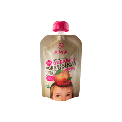 Pure de Frutas Organico Manzana y Frambuesa Ama 90g