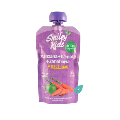 Smileykids Manzana, Camote, Zanahoria 113 grs
