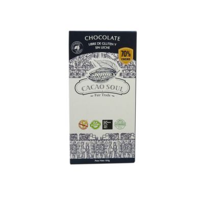 Chocolate en barra 70% cacao Organico Sin Lacteos y Sin Gluten Cacao Soul
