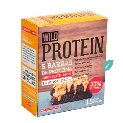 Barra Proteica Wild Protein Chocolate Maní 5 Unidades