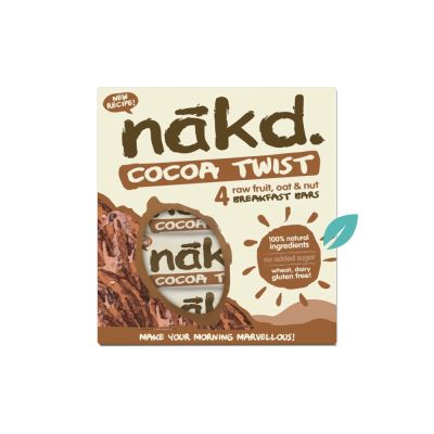 Barra de cereal saludable sin gluten Cocoa Twist Pack 4 unidades