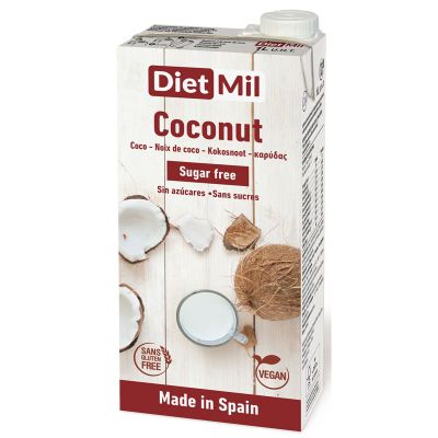 Leche de coco Orgánica Sin azúcar 1000 cc Bebida Vegetal DietMil