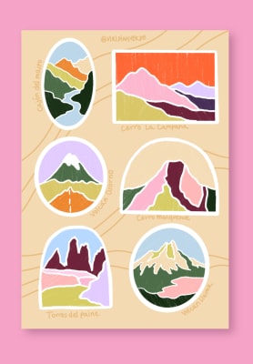 Lámina de Stickers Montañas de Chile