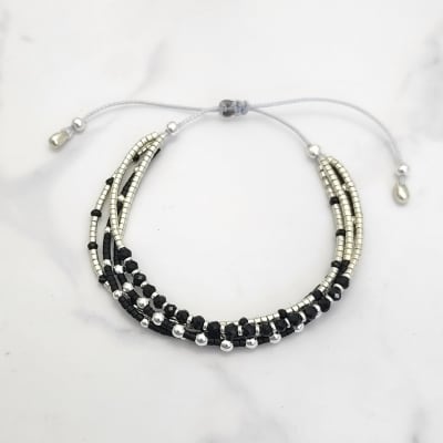 Pulsera 4 negra plat