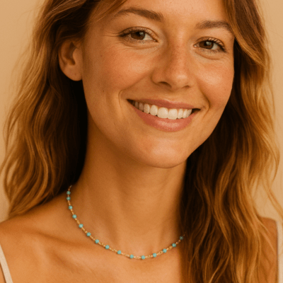 Collar chocker Amazonita (baño oro 18K)