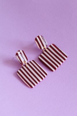 Aros Luma Rayas burdeo y rosado