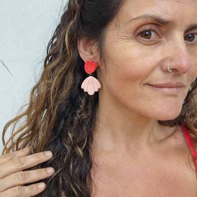 Aros Conchita rosado y rojo M