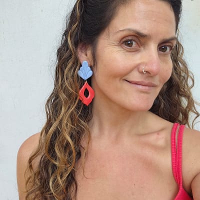 Aros rojos y celestes L