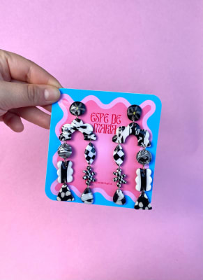 Aros ASIMÉTRICO XL BLANCO Y NEGRO