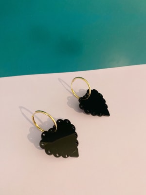 Aros Corazon Volantes Negro