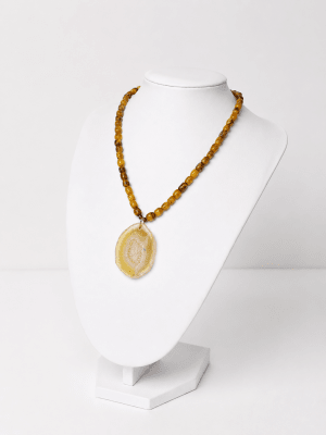 Collar agata mostaza