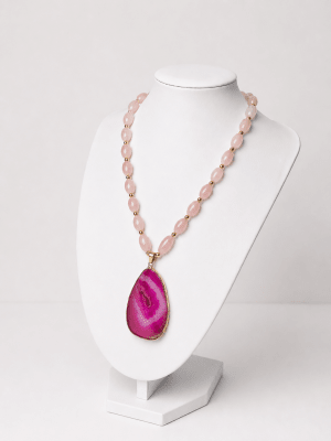 Collar agata fucsia
