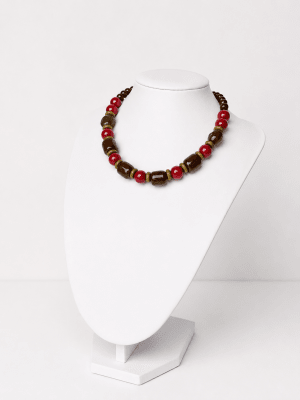 Collar piedras marrones y rojas