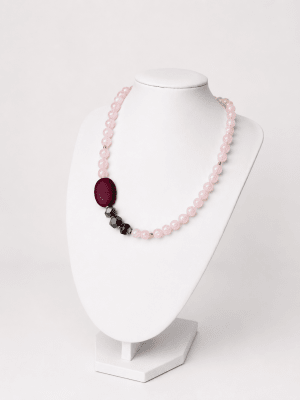 Collar cuarzo rosa y gris