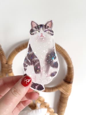 Sticker gato risueño1